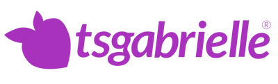 Logo of tsgabrielle with a purple leaf-like icon on a white background