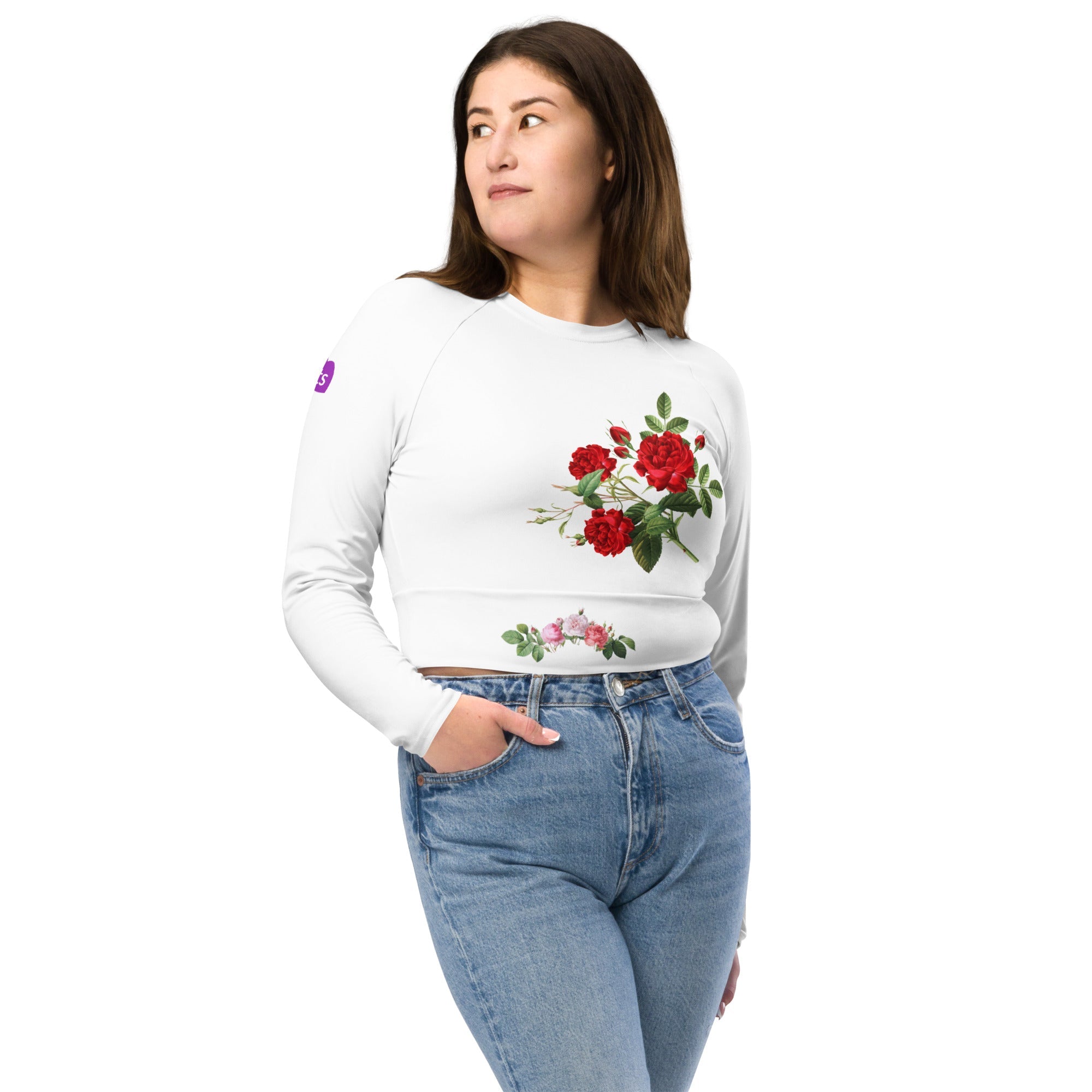 tsgabrielle® • For Her 👗 • TransFLOWer • Long-Sleeve Crop Top • White