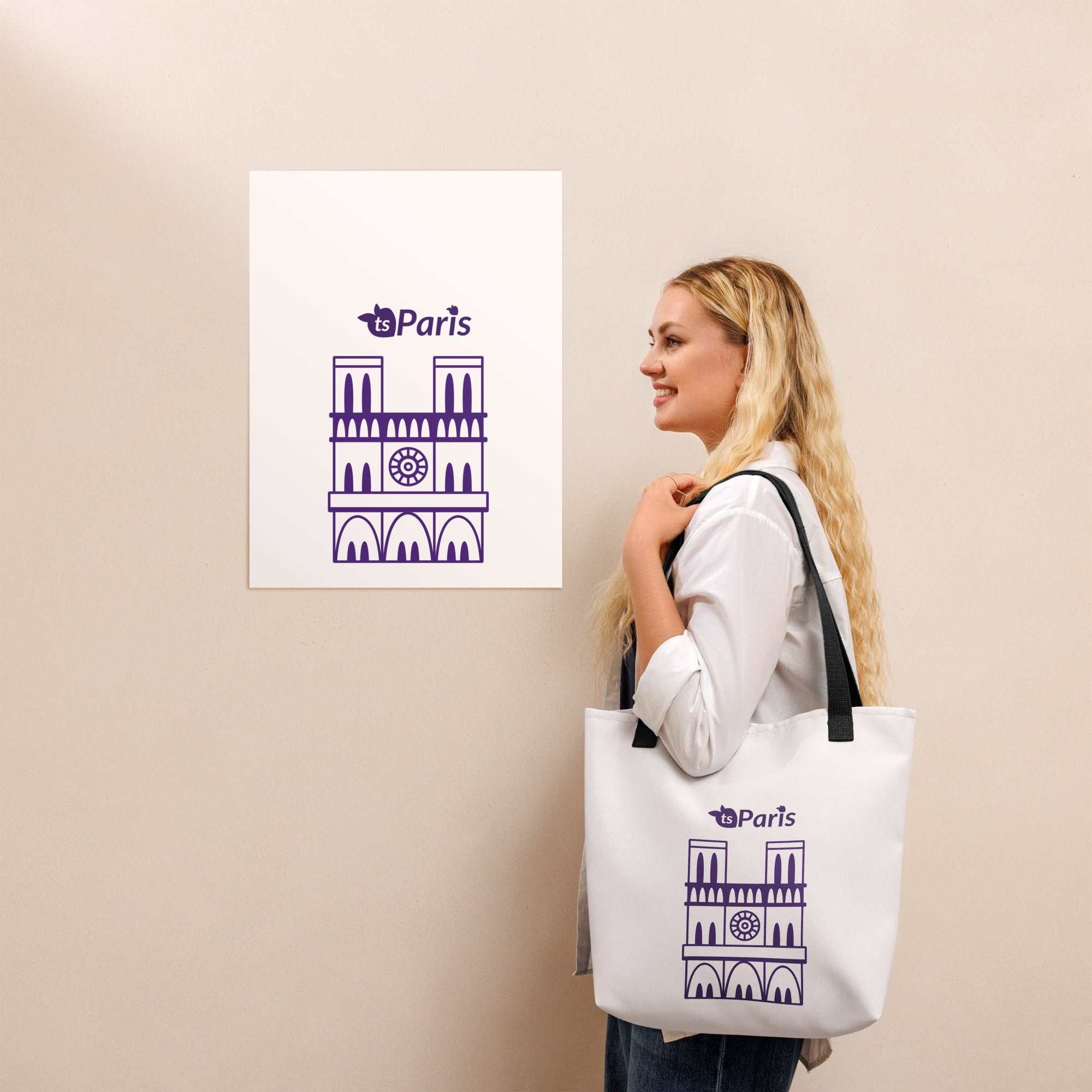 tsgabrielle® • Paris - Kathedrale Notre-Dame • Tragetasche • Weiß • 39 x 39 cm