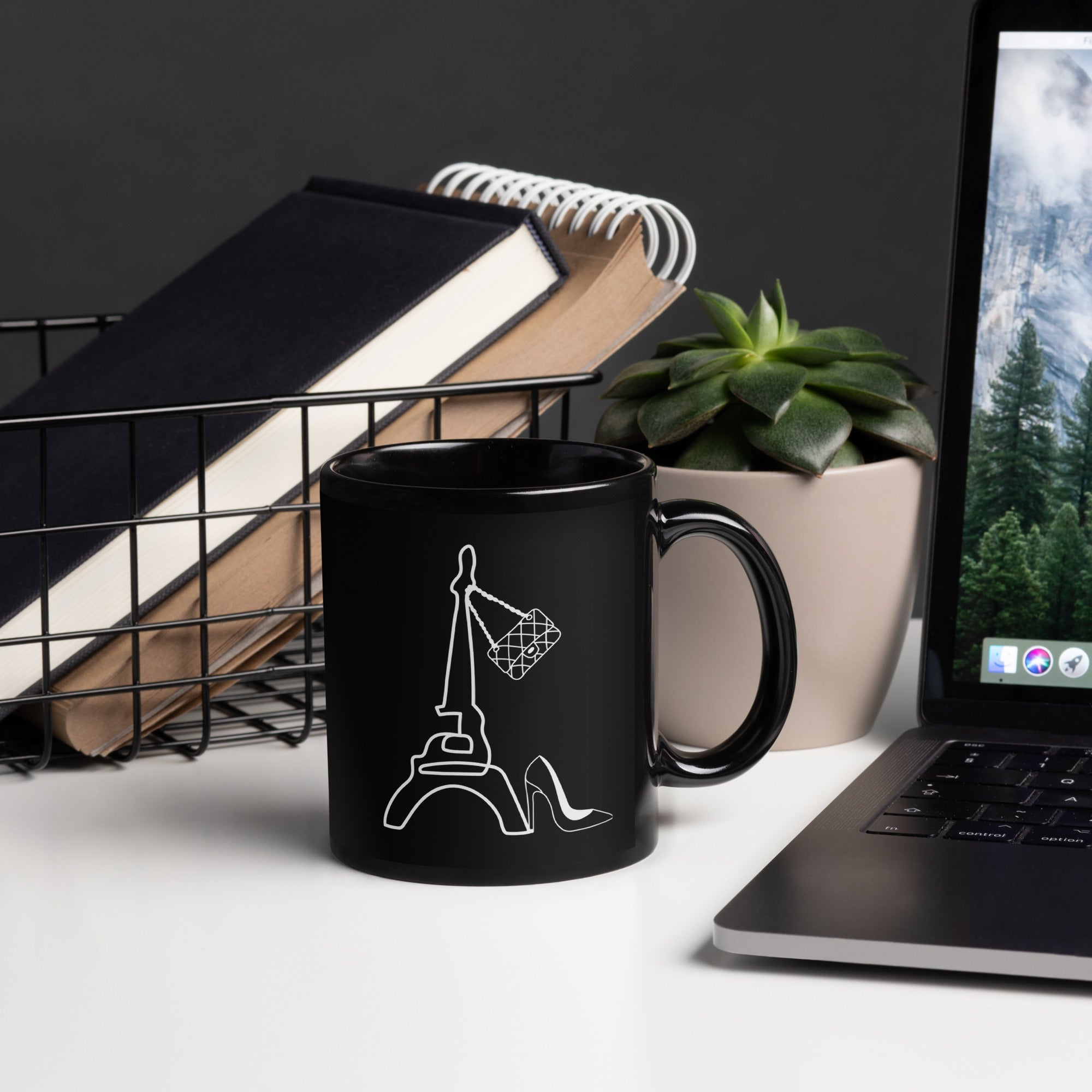 tsgabrielle® • Paris • Glänzende Tasse • ​​Schwarz • Keramik • 2 Größen