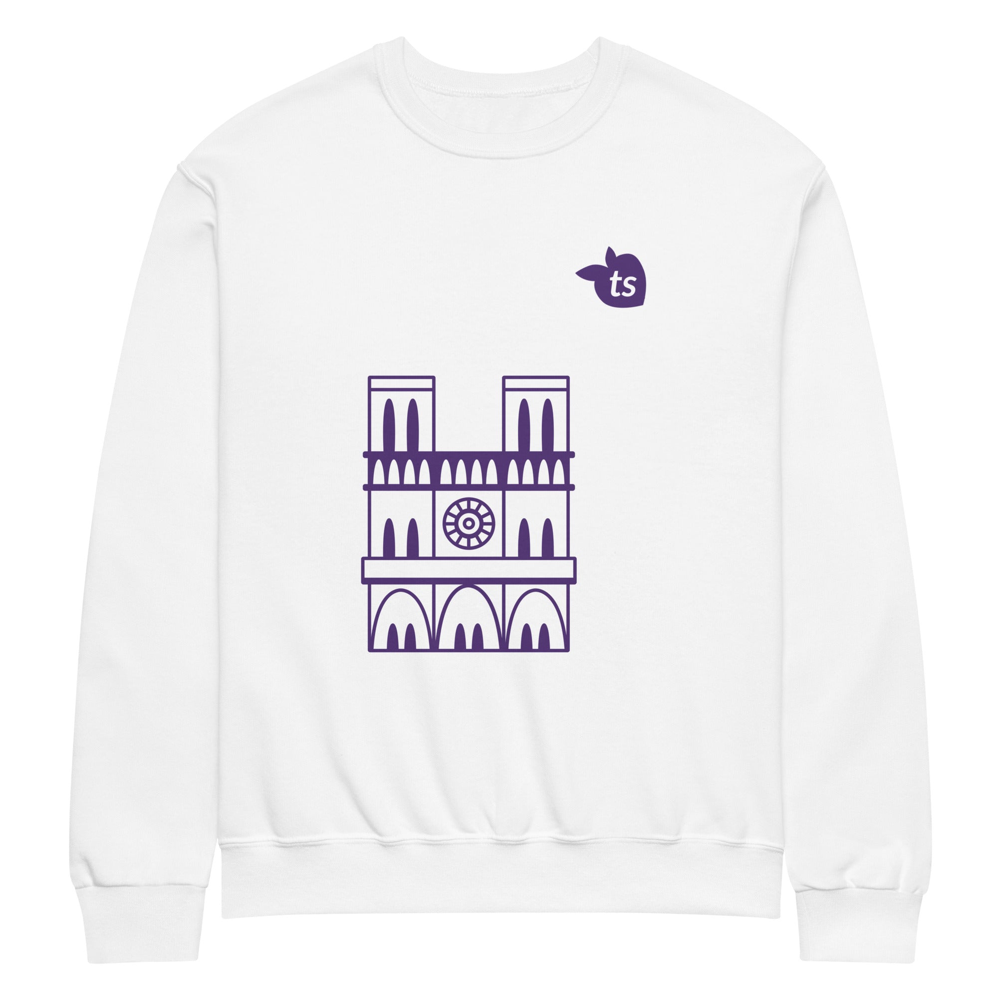 tsgabrielle® • For Her 👗 • Paris- Notre-Dame Cathedral • Crew Neck Sweatshirt • White •