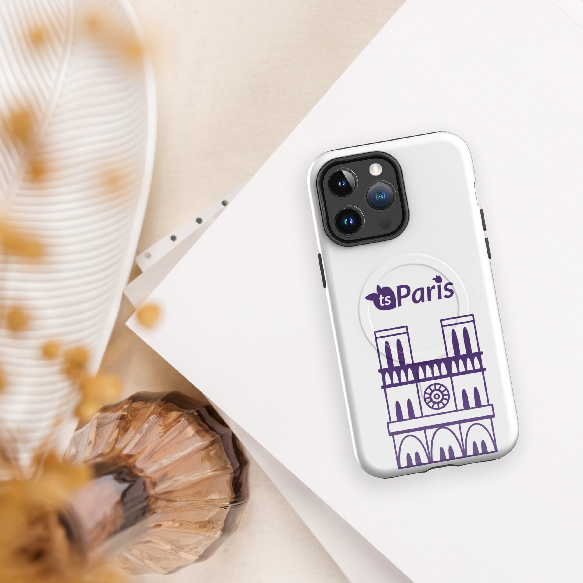 tsgabrielle® • Paris - Notre-Dame Cathedral • Tough Case Compatible with iPhone® • White • MagSafe® • Latest Models •