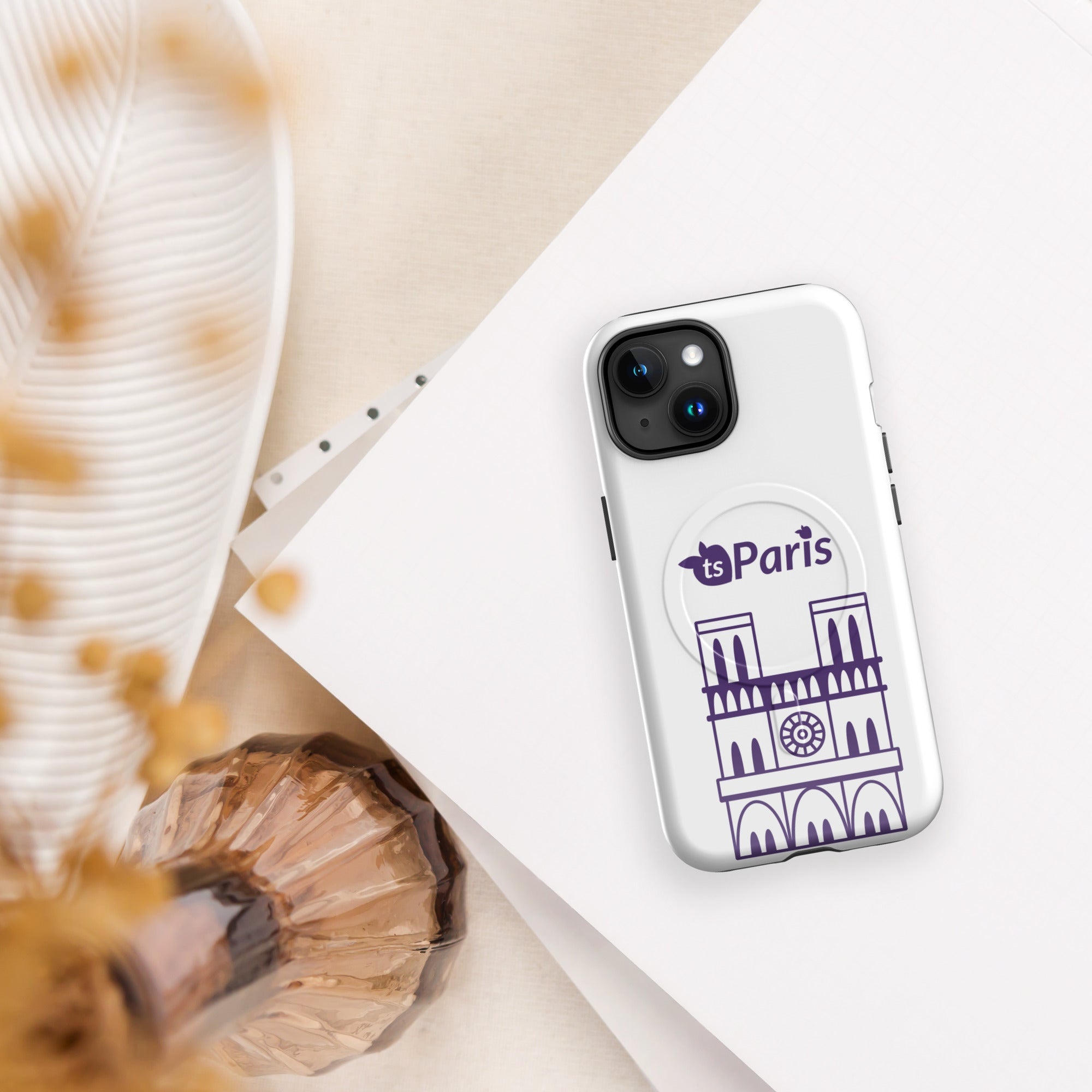 tsgabrielle® • Paris - Notre-Dame Cathedral • Tough Case Compatible with iPhone® • White • MagSafe® • Latest Models •