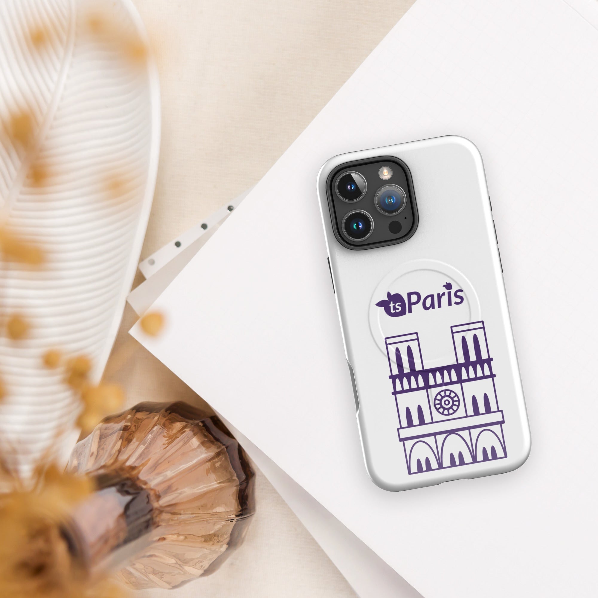 tsgabrielle® • Paris - Notre-Dame Cathedral • Tough Case Compatible with iPhone® • White • MagSafe® • Latest Models •