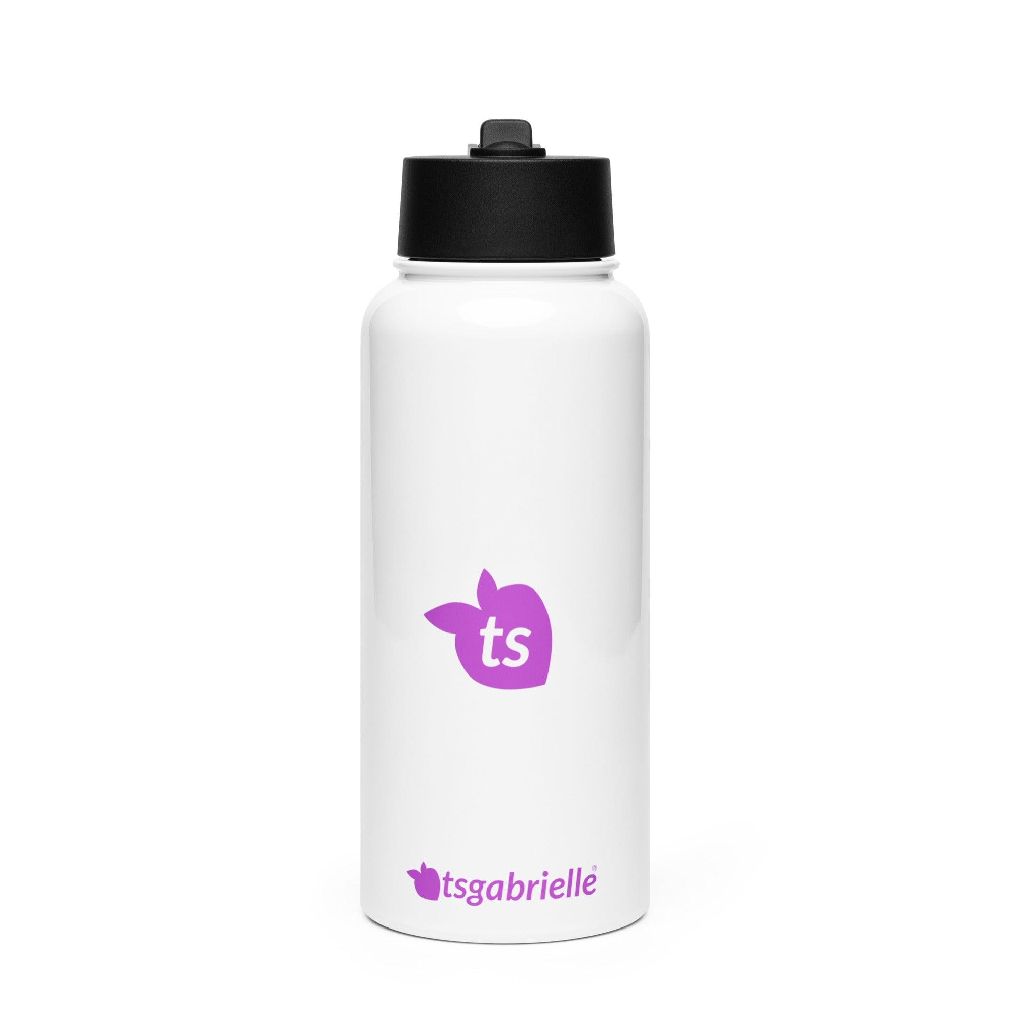 tsgabrielle® • Wasserflasche mit Strohhalmdeckel • Weiß • Edelstahl • 32 oz