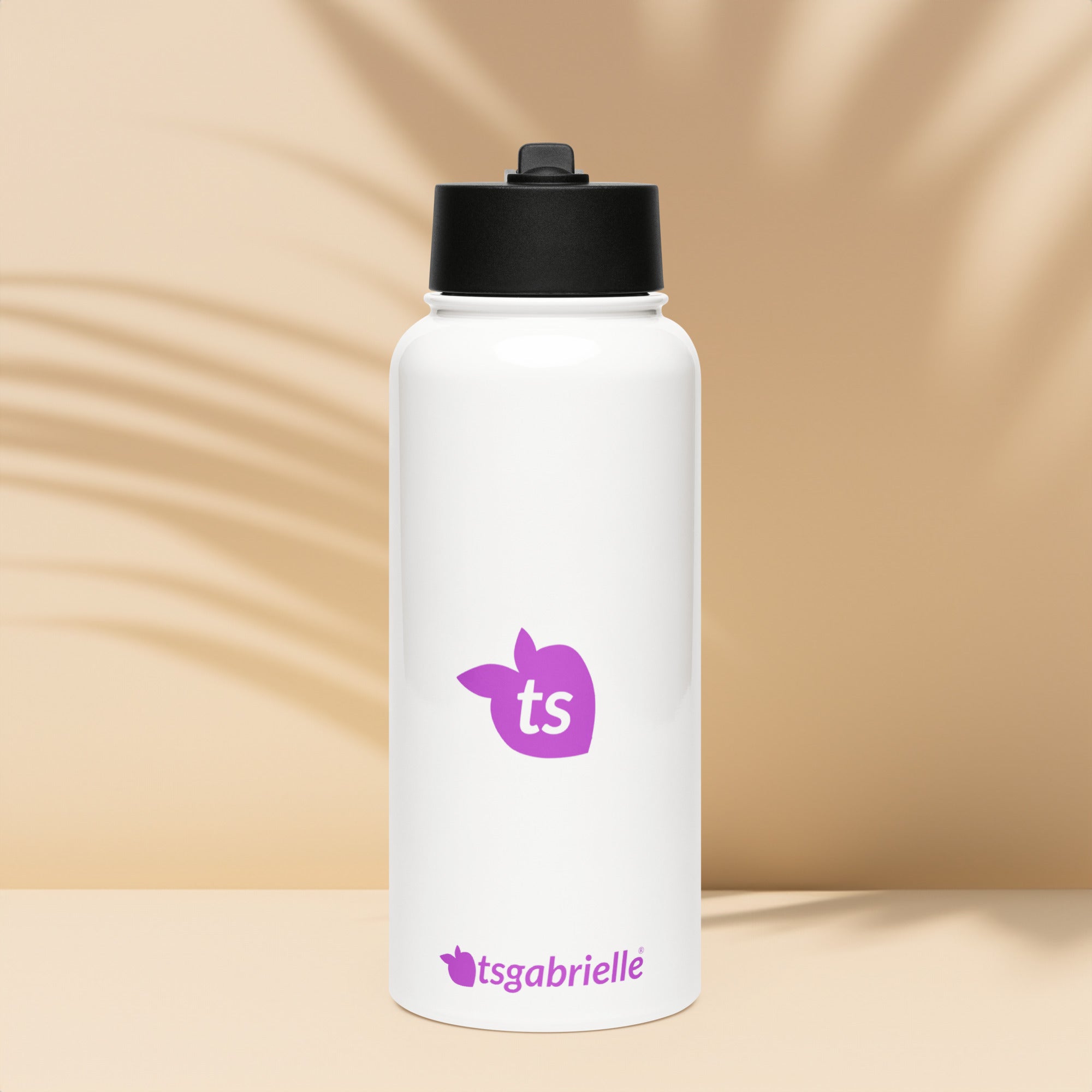 tsgabrielle® • Wasserflasche mit Strohhalmdeckel • Weiß • Edelstahl • 32 oz