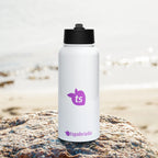 tsgabrielle® • Wasserflasche mit Strohhalmdeckel • Weiß • Edelstahl • 32 oz