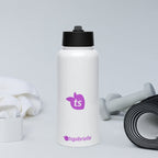 tsgabrielle® • Wasserflasche mit Strohhalmdeckel • Weiß • Edelstahl • 32 oz