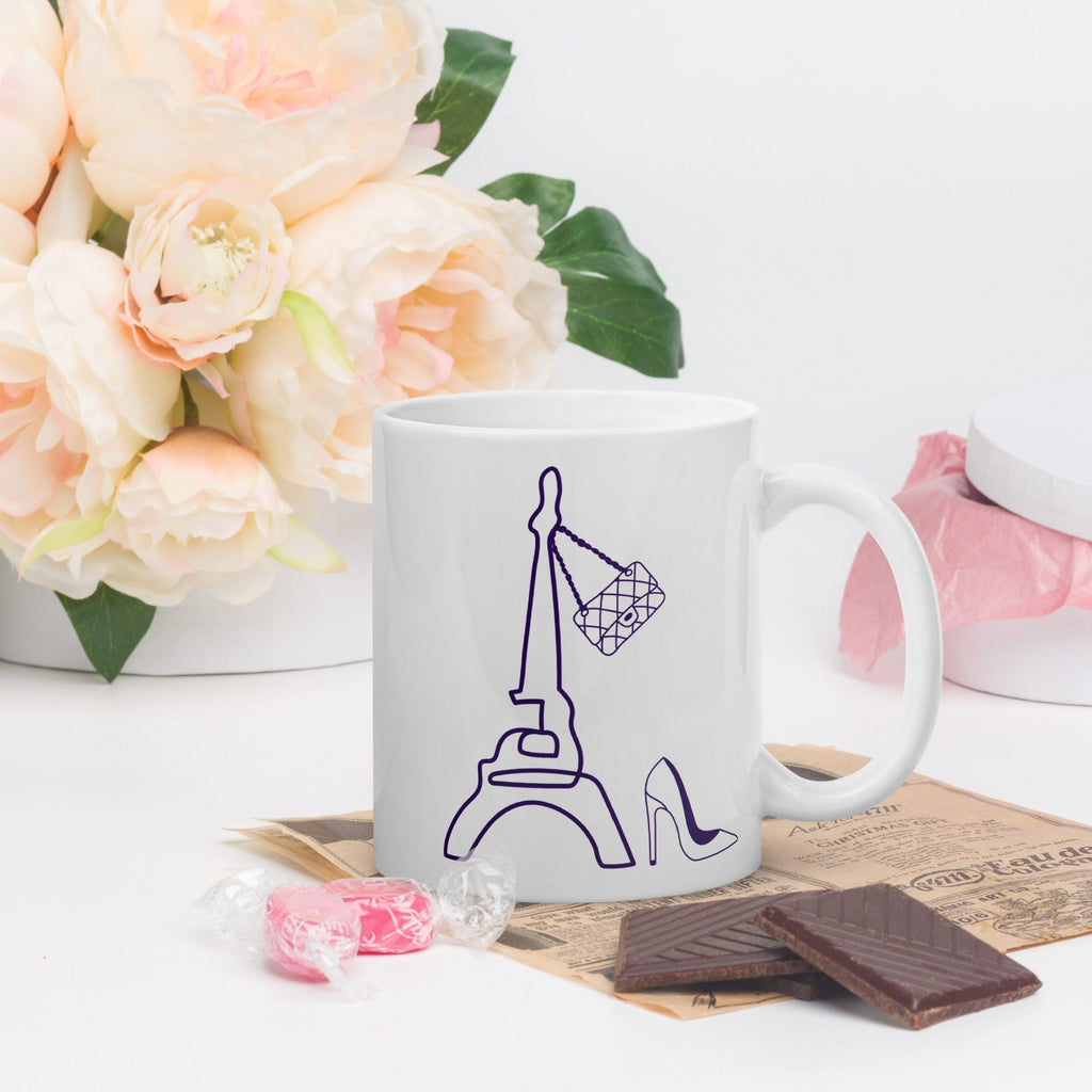 tsgabrielle® • Paris - La Tour Eiffel • Glänzende Tasse • ​​Weiß • Keramik • 325 ml