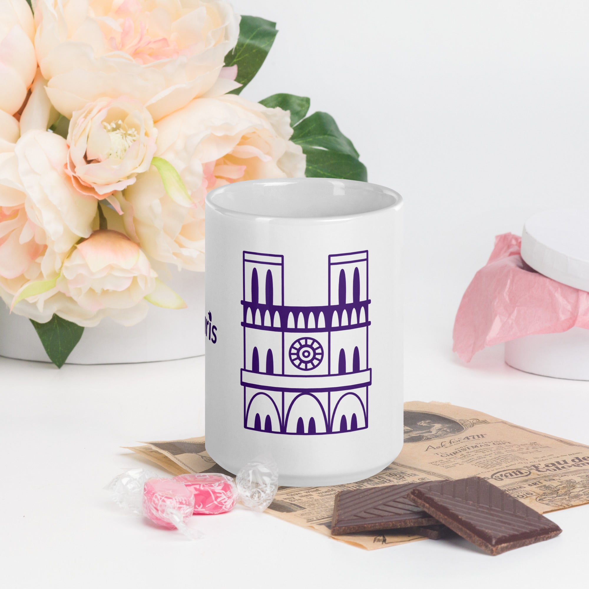 tsgabrielle® • Paris – Kathedrale Notre-Dame • Glänzende Tasse • ​​Weiß • Keramik • 3 Größen