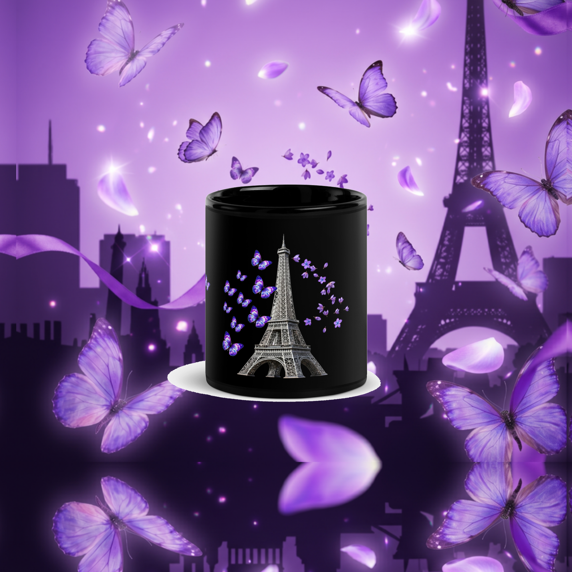 tsgabrielle® • Paris - Der Eiffelturm • Hochglanz-Becher • Schwarz • Keramik • 2 Größen