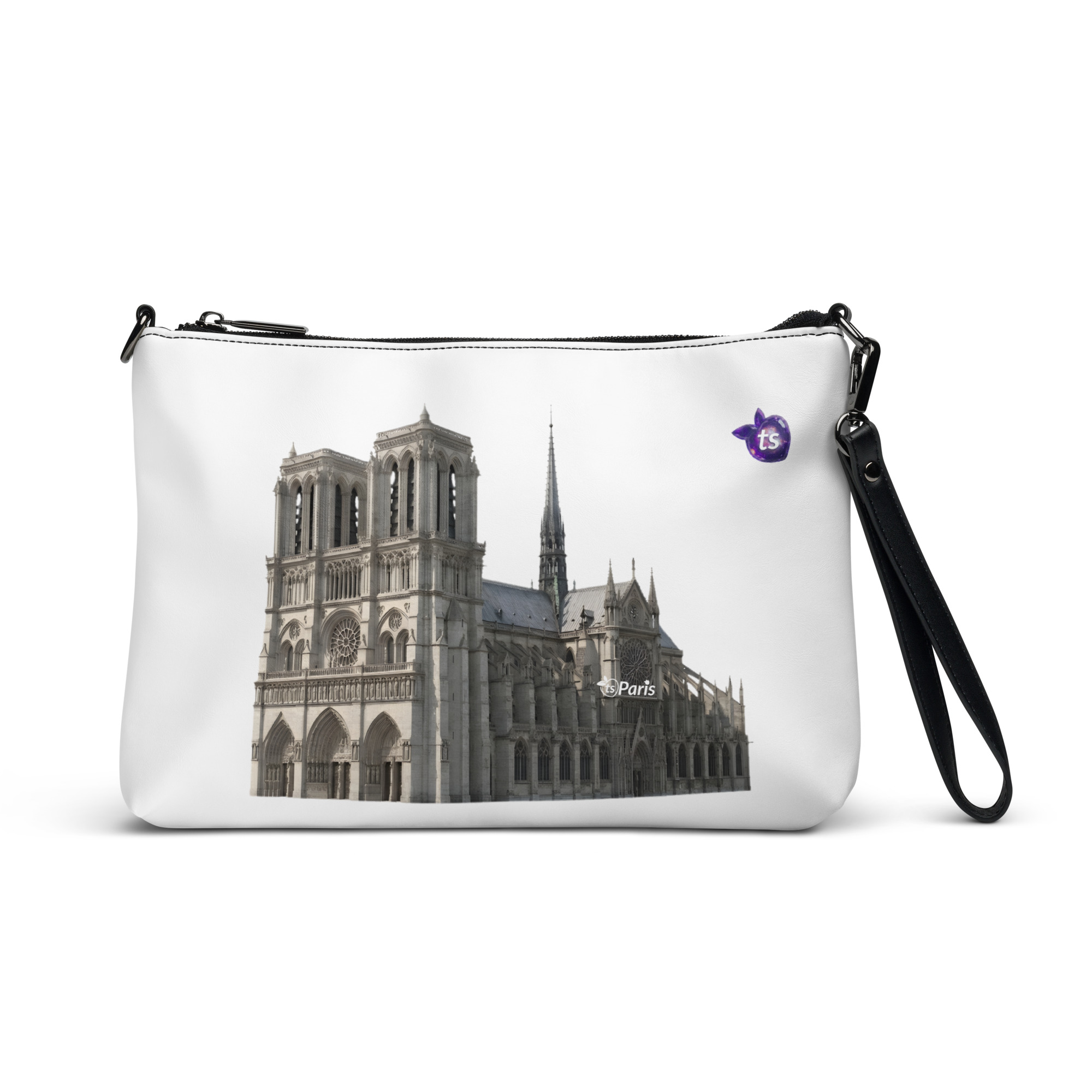 tsgabrielle® • Paris - Notre-Dame Cathedral • Crossbody Bag • Weiß • 11″ × 8″