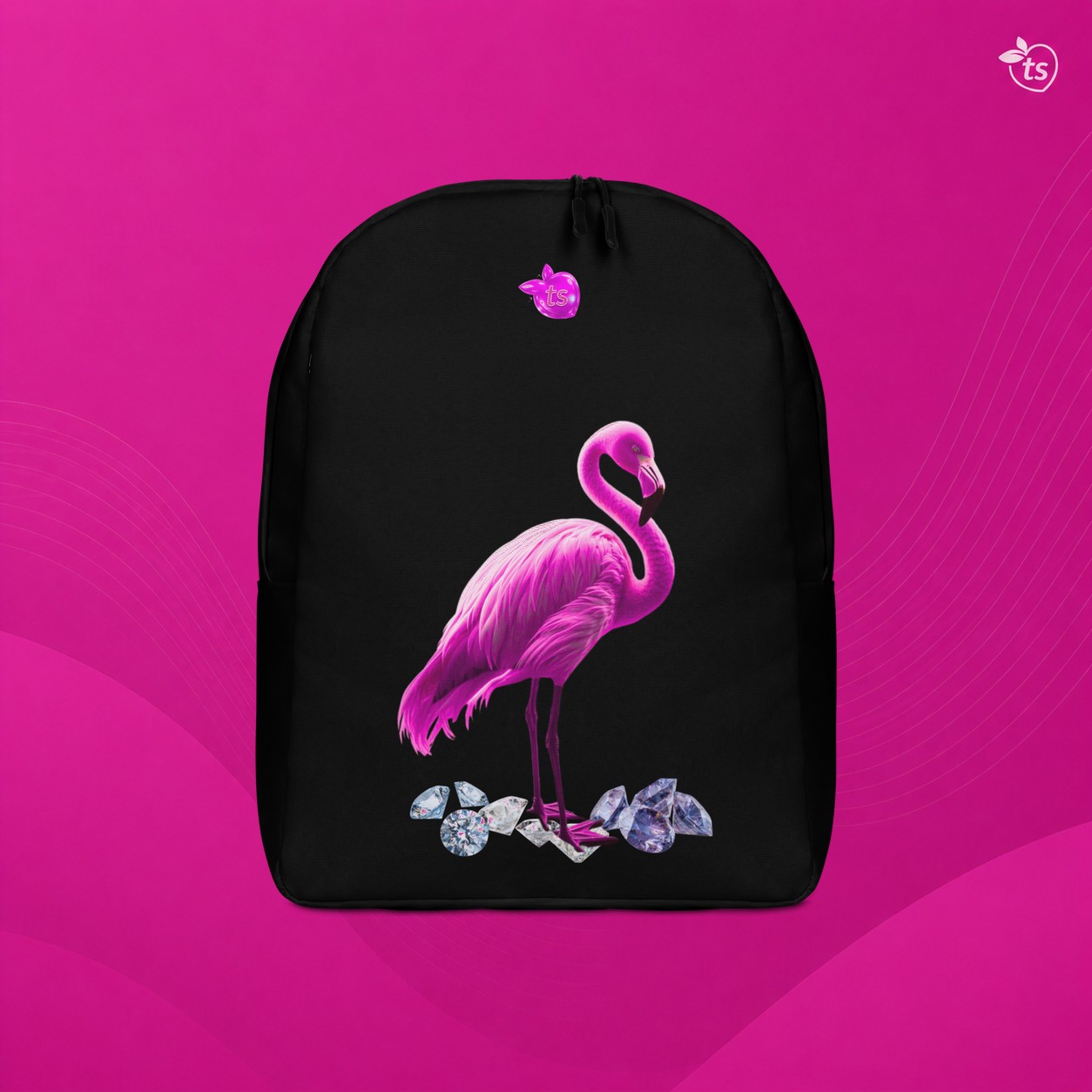 tsgabrielle® • Flamant Rose • Minimalistischer Rucksack • Schwarz