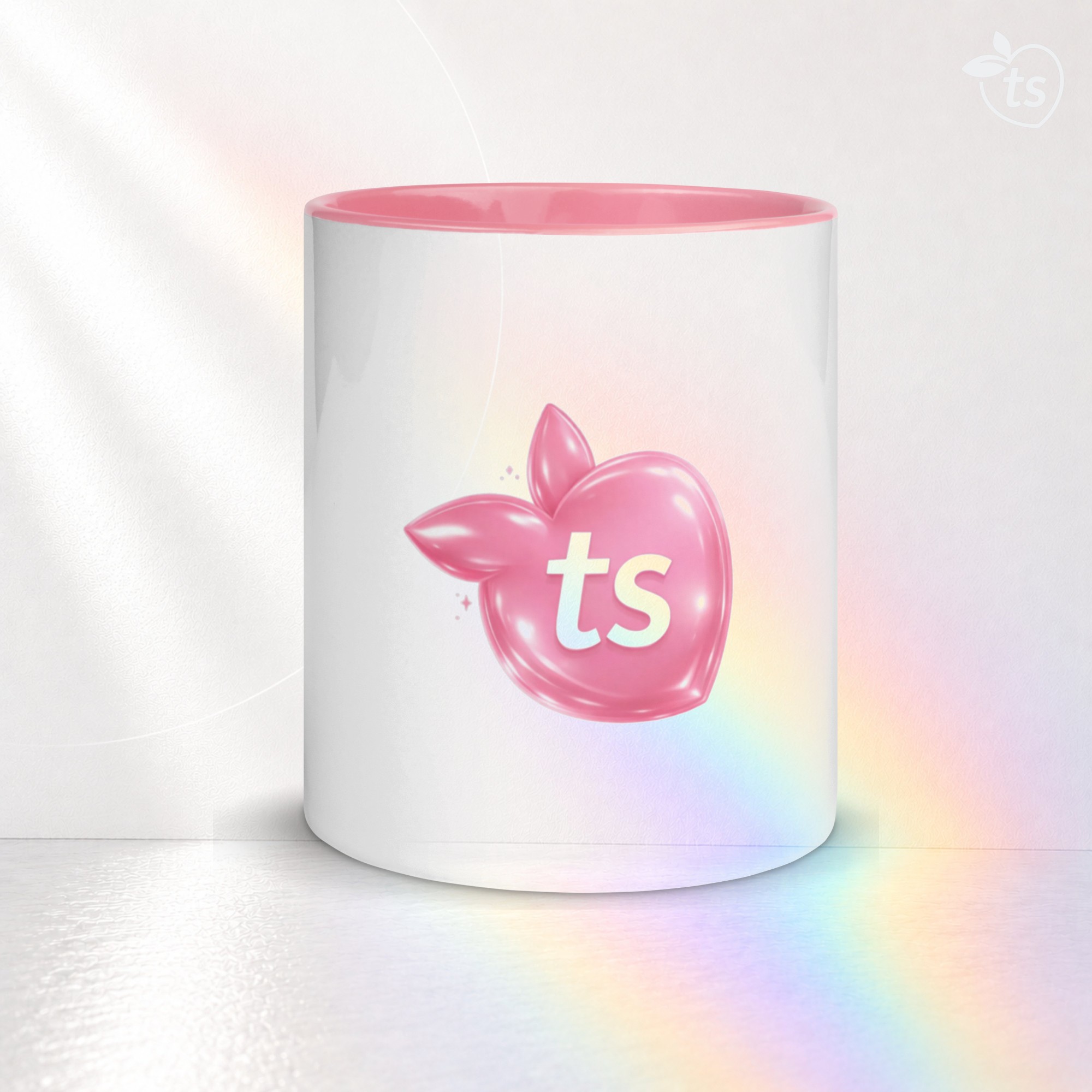 tsgabrielle® • Tasse mit rosa Innenfläche • Keramik • 11 oz